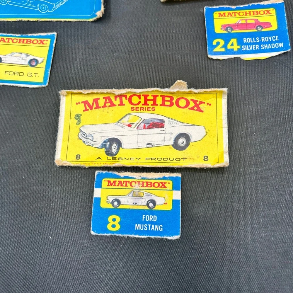 Vintage Matchbox Lesney Box Panels Flap Lot Ford Mustang Jaguar Lamborghini 14pc